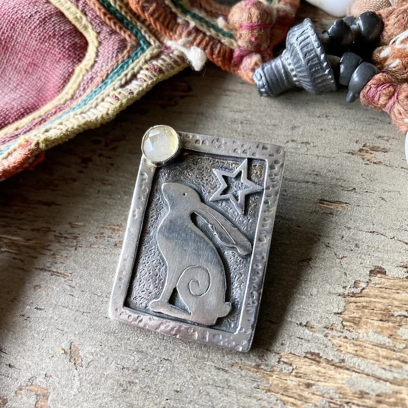 handmade sterling silver hare and moon pendant 2.jpeg