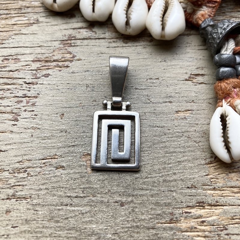 Funky Sterling Silver Square Spiral Pendant