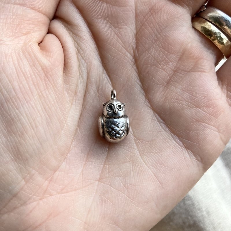 Adorable Little Solid Silver Owl Pendant