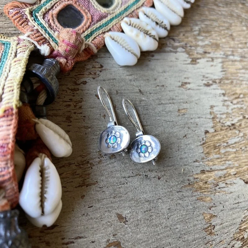 sterling silver and iridescent flower earrings 1.jpeg