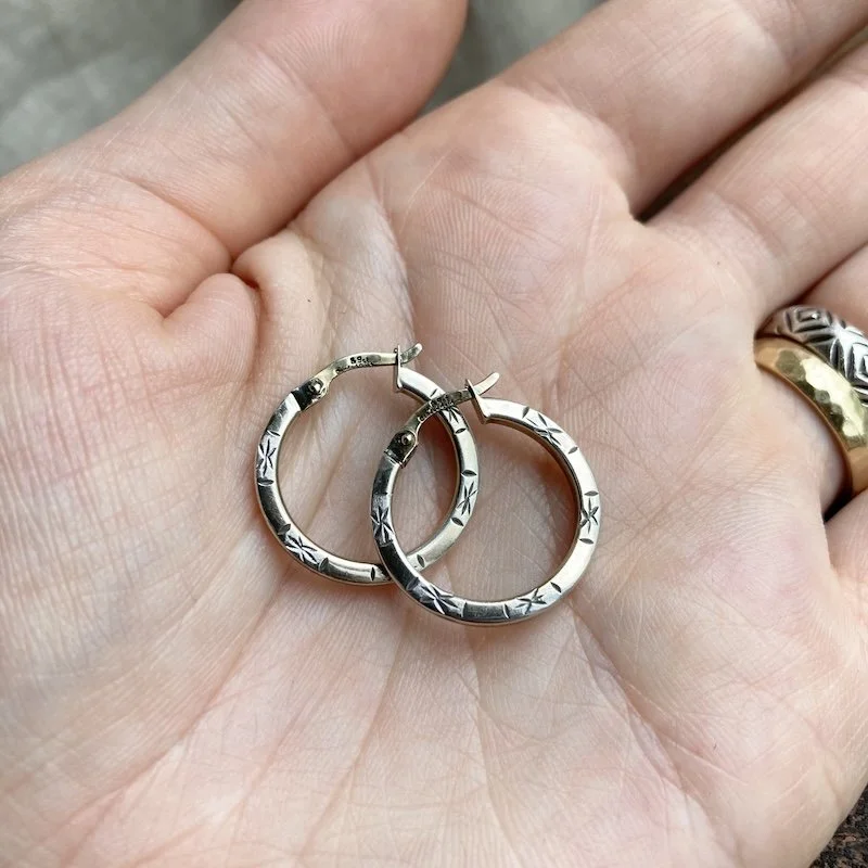 funky vintage sterling silver engraved hoops 3.jpeg