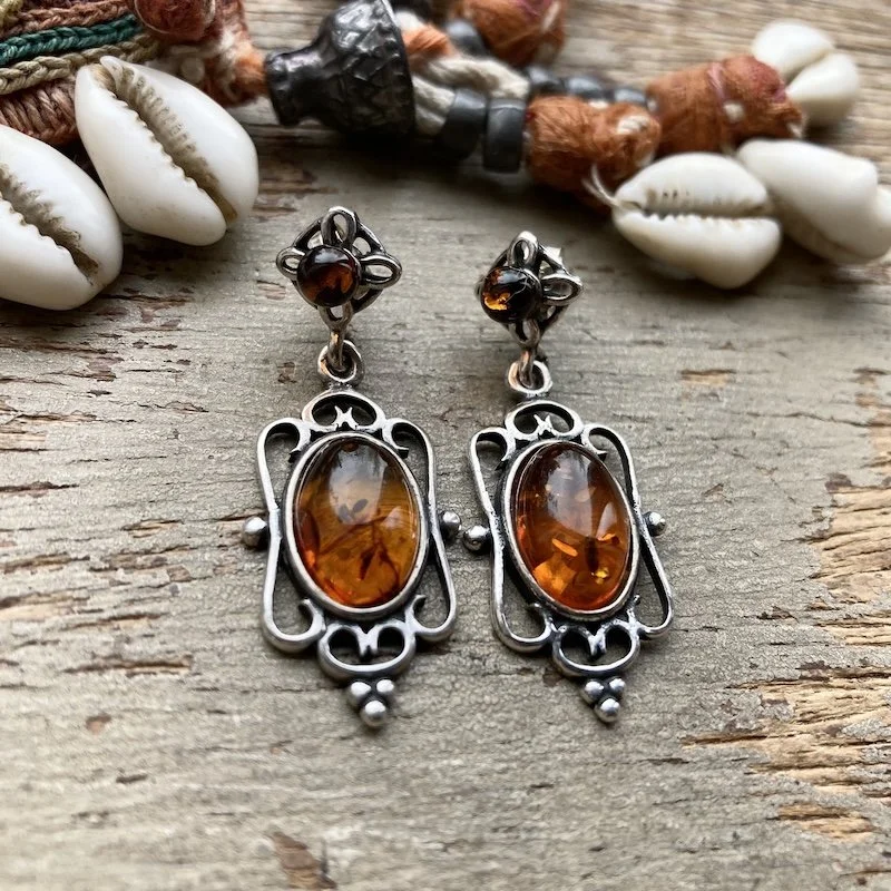 vintage sterling silver amber earrings 2.jpeg