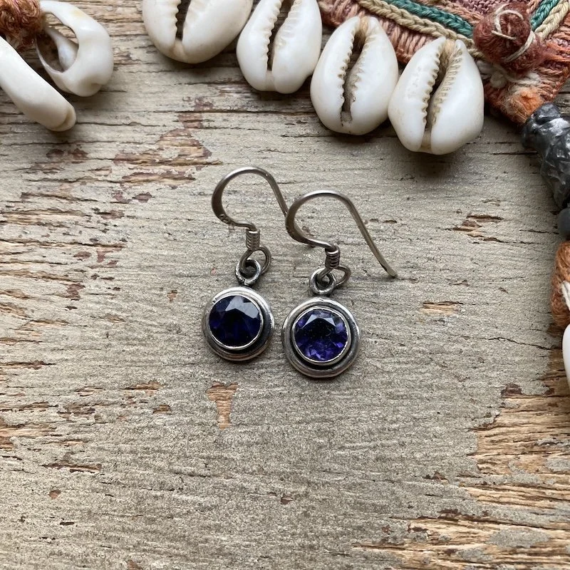vintage simple sterling silver iolite earrings 1 .jpeg