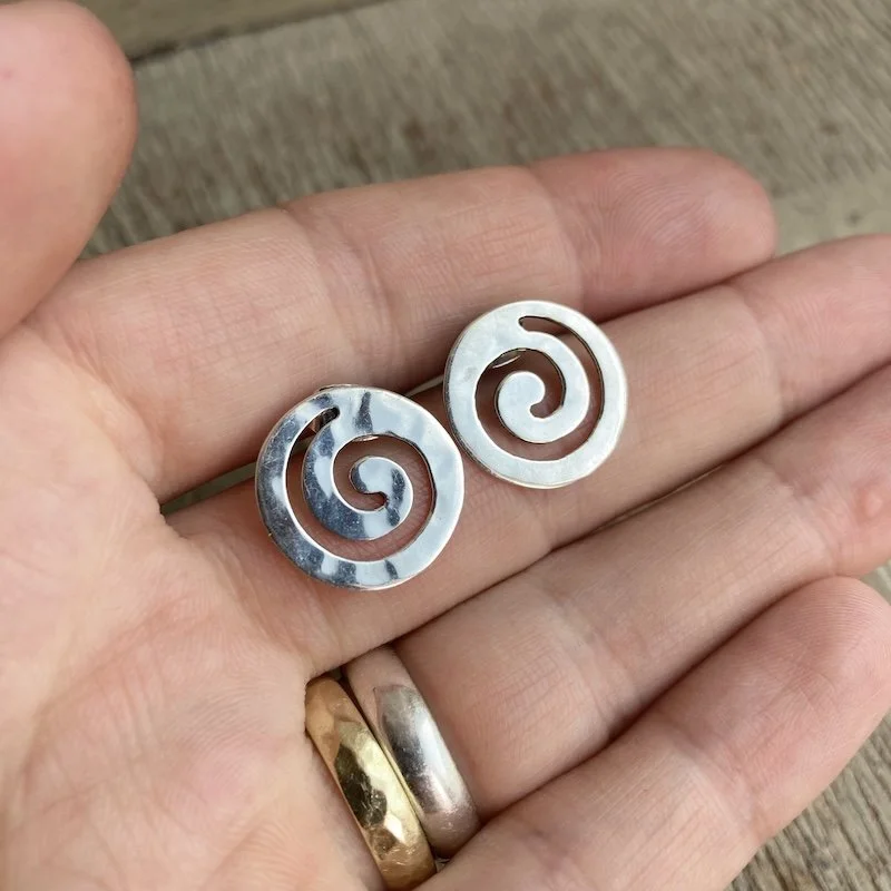 Funky Vintage Sterling Silver Spiral Earrings