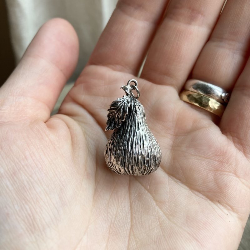 Amazing Vintage Sterling Silver Pear Pendant