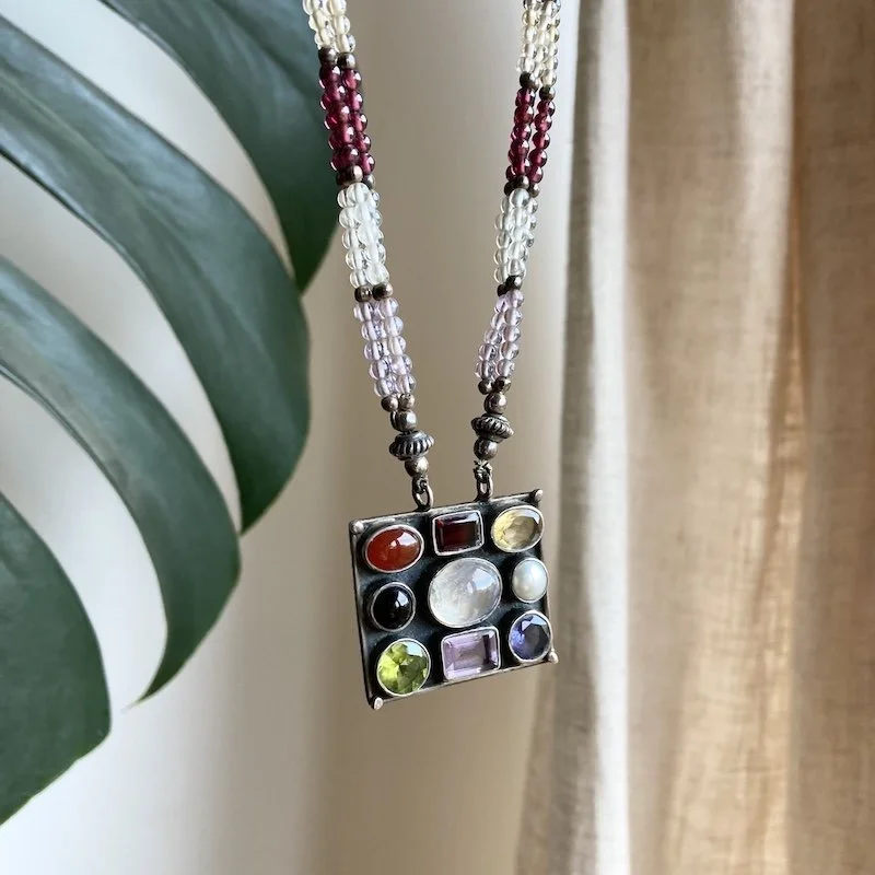 vintage sterling silver multi-gemstone necklace 3.jpeg