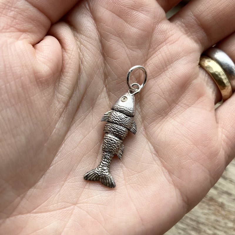 Funky Vintage Sterling Silver Fish Pendant