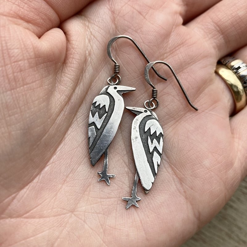 handmade solid silver heron earrings 3.jpeg