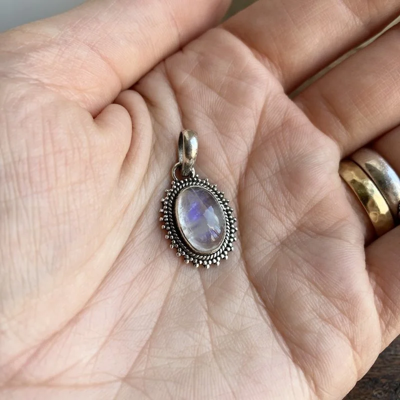 ornate sterling silver and rainbow moonstone pendant 4.jpeg