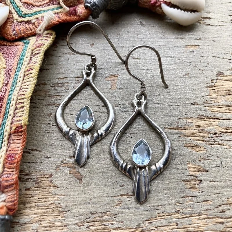 vintage sterling silver and blue topaz earrings 1.jpeg