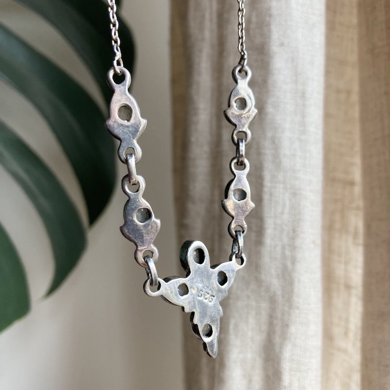 vintage sterling silver rainbow moonstone necklace 2.jpeg