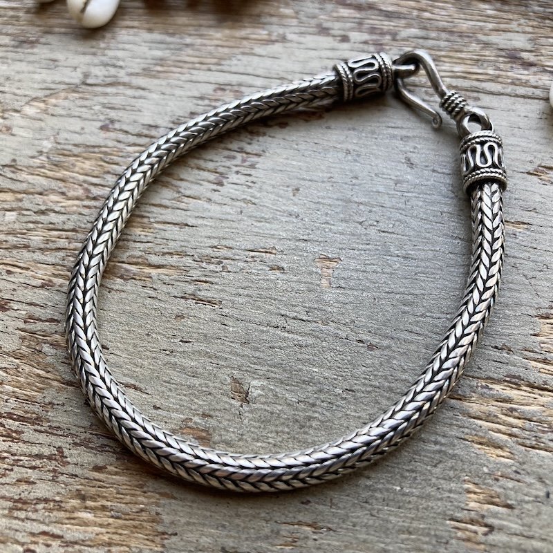 Vintage Balinese Chunky Woven Sterling Silver Bracelet