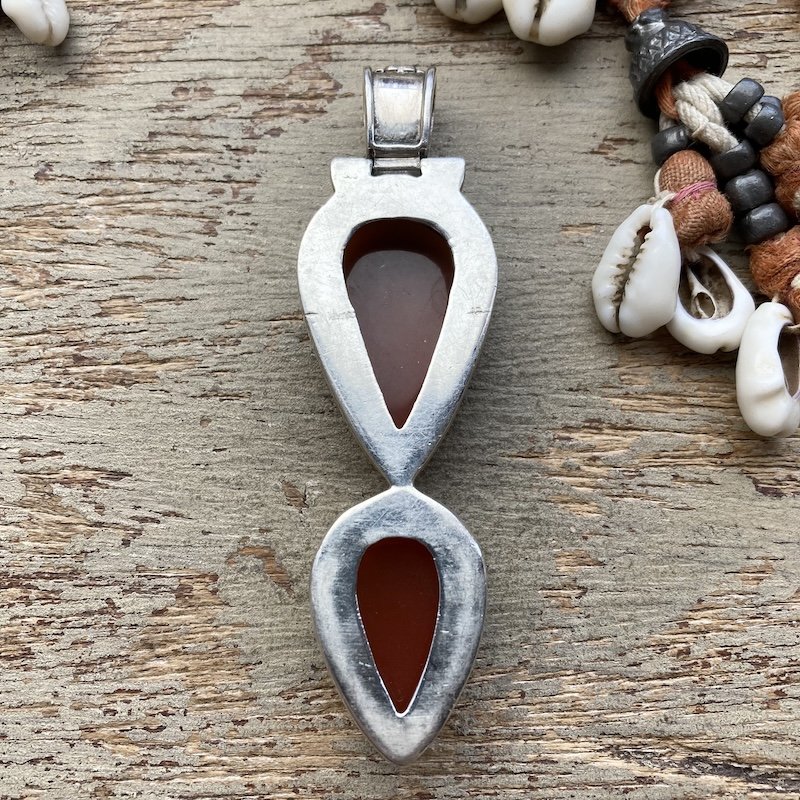 Stunning Vintage Sterling Silver Carnelian Pendant