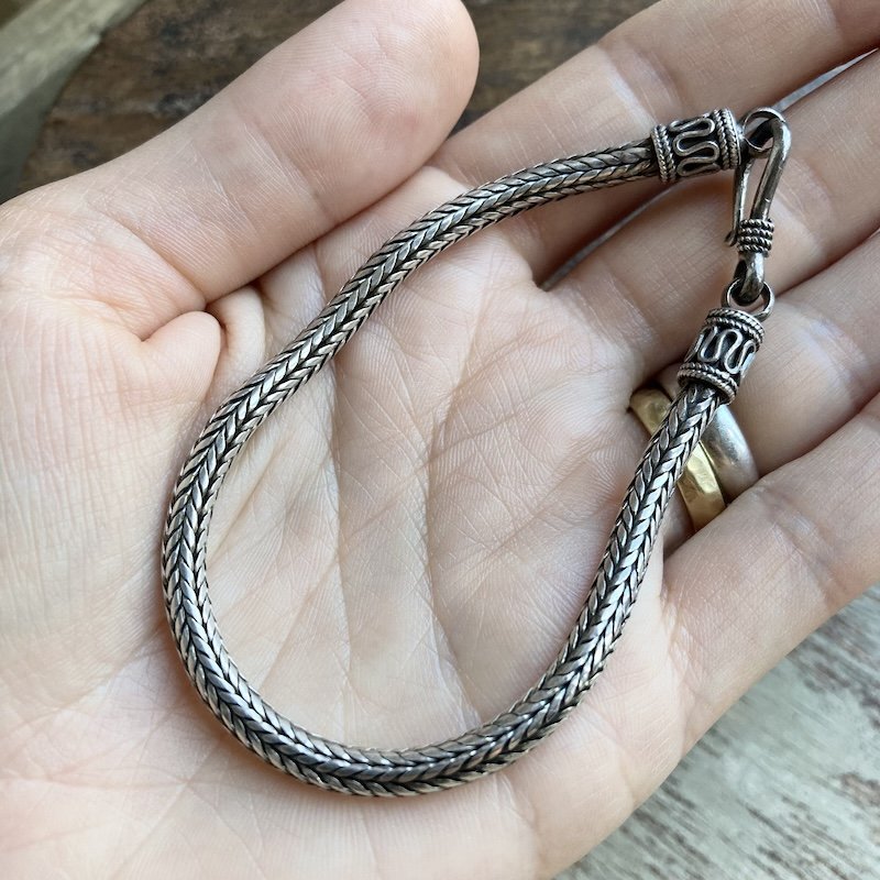 Vintage Balinese Chunky Woven Sterling Silver Bracelet