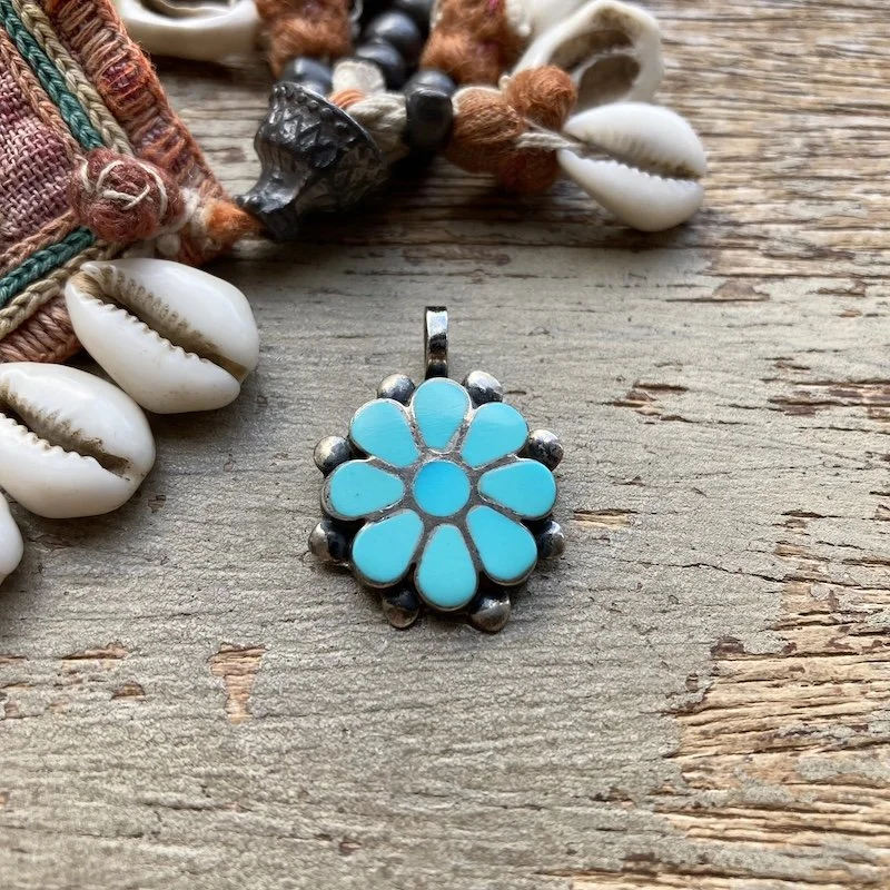 vintage sterling silver turquoise flower pendant 1.jpeg