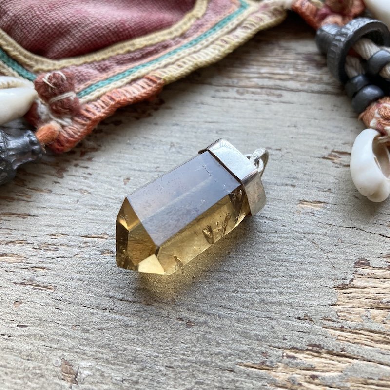 Fab Vintage Chunky Citrine Crystal Pendant