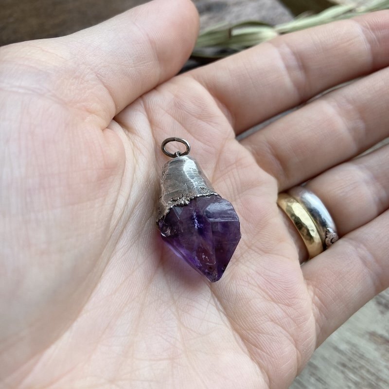 chunky sterling silver amethyst crystal pendant 4.jpeg