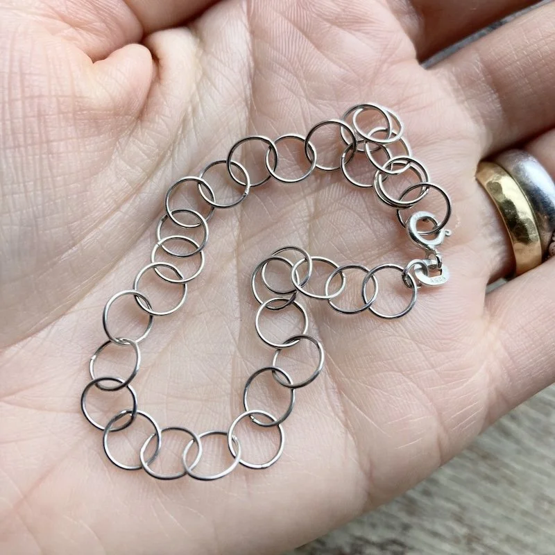 vintage simple sterling silver chain link bracelet 3.jpeg