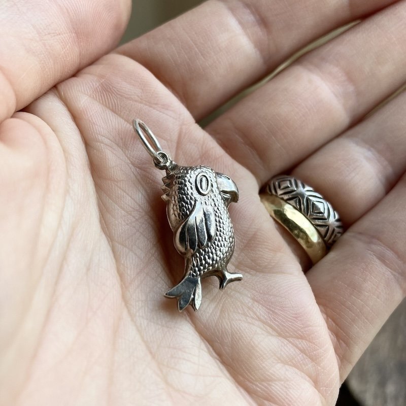 Funky Vintage Sterling Silver Bird Pendant