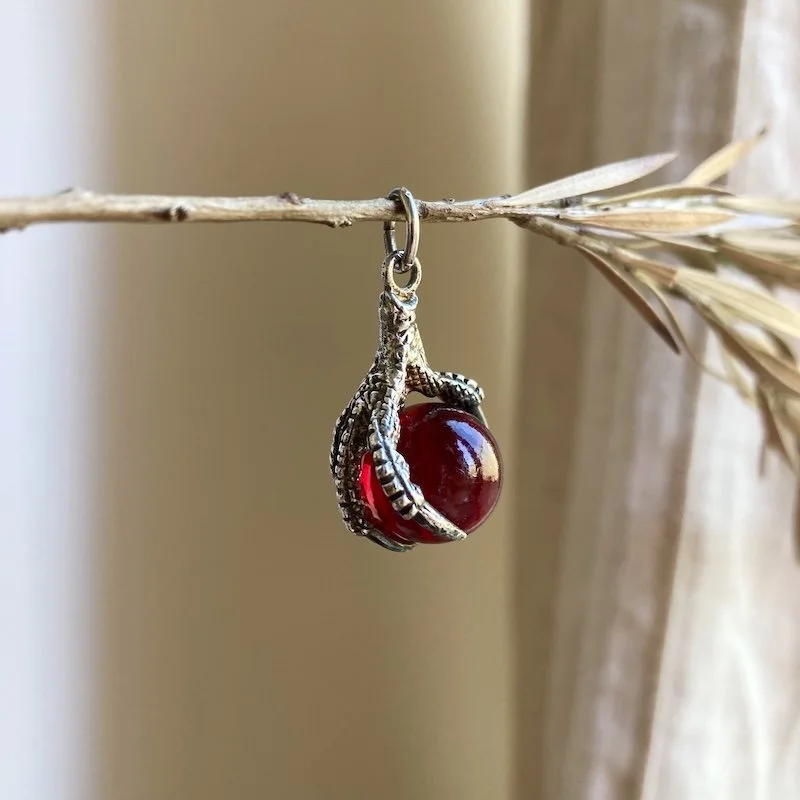 Magical Vintage Sterling Silver Claw and Orb Pendant