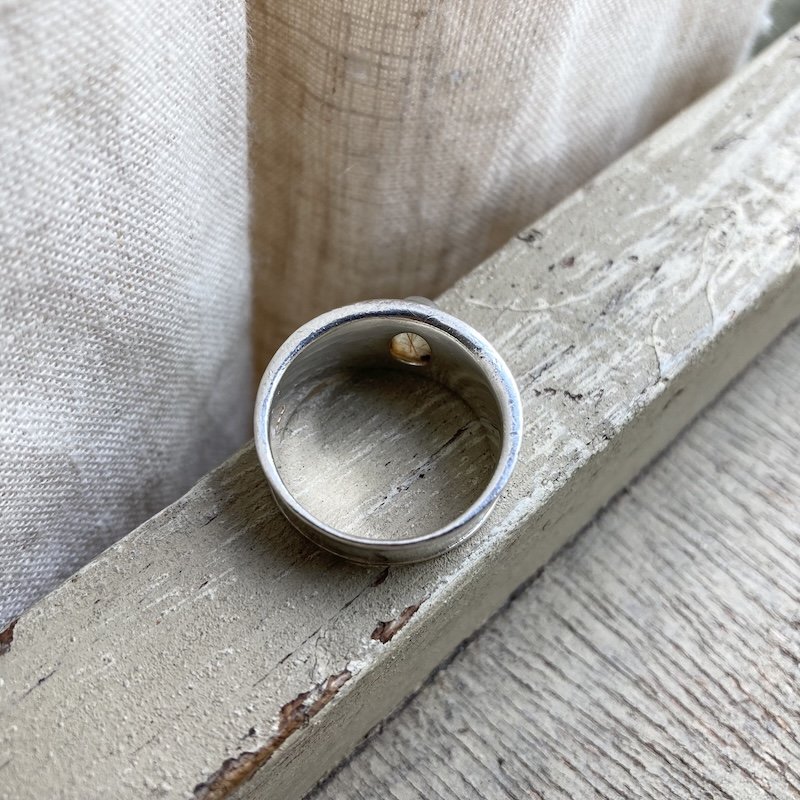 vintage solid silver swirly rainbow moonstone ring 2.jpeg
