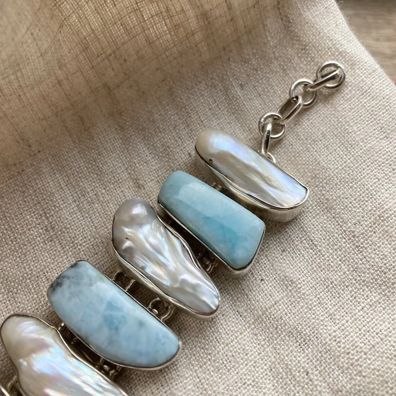 sterling silver larimar and biwa pearl bracelet 3.jpeg