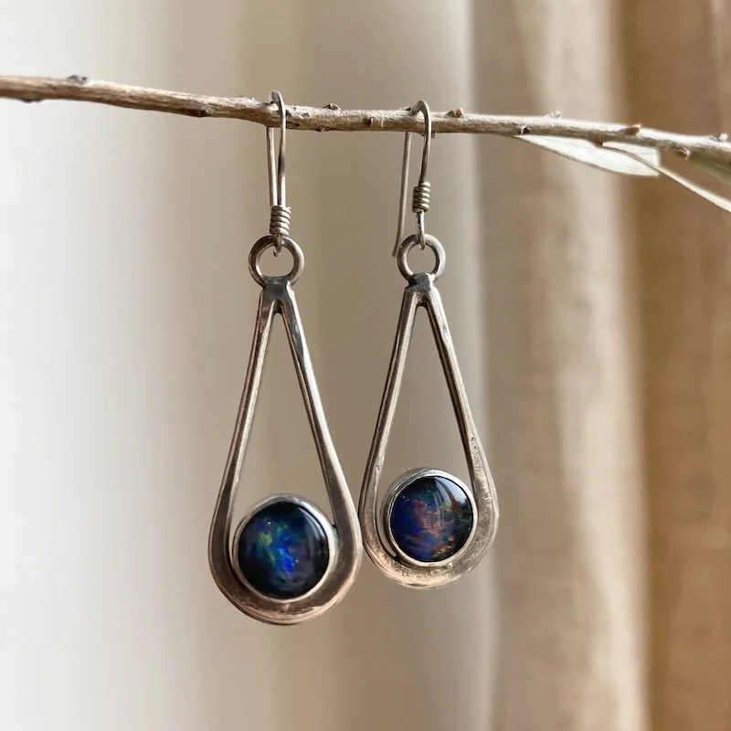 vintage sterling silver iridescent earrings 5.jpeg