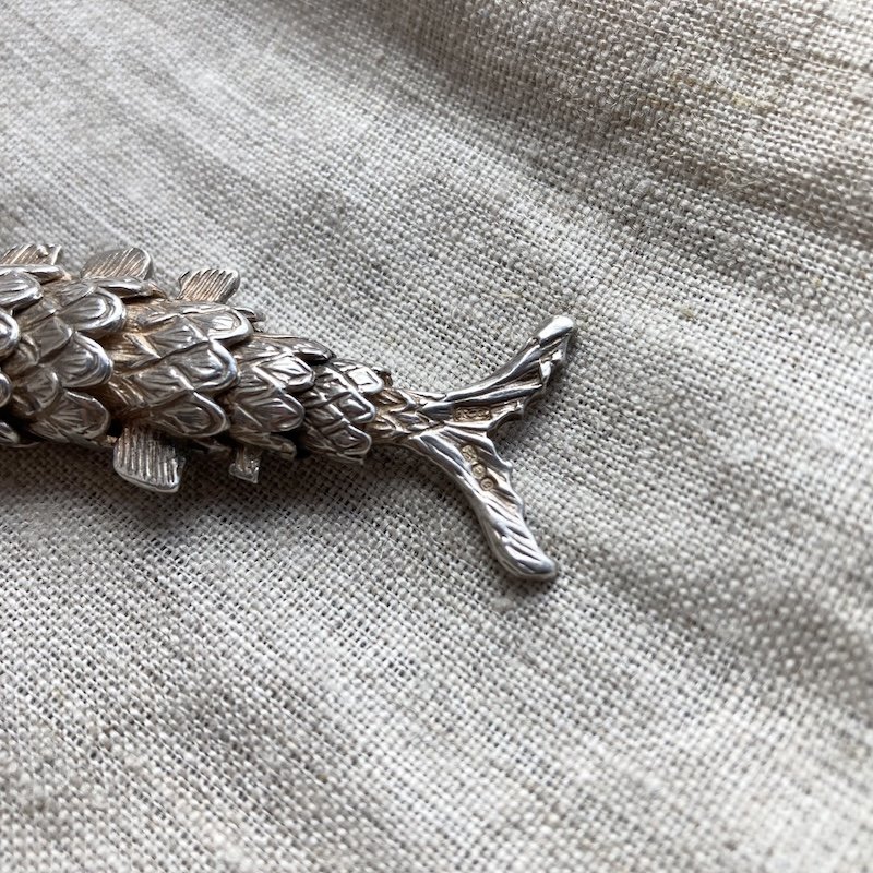 Amazing Vintage Sterling Silver Articulated Fish Pendant