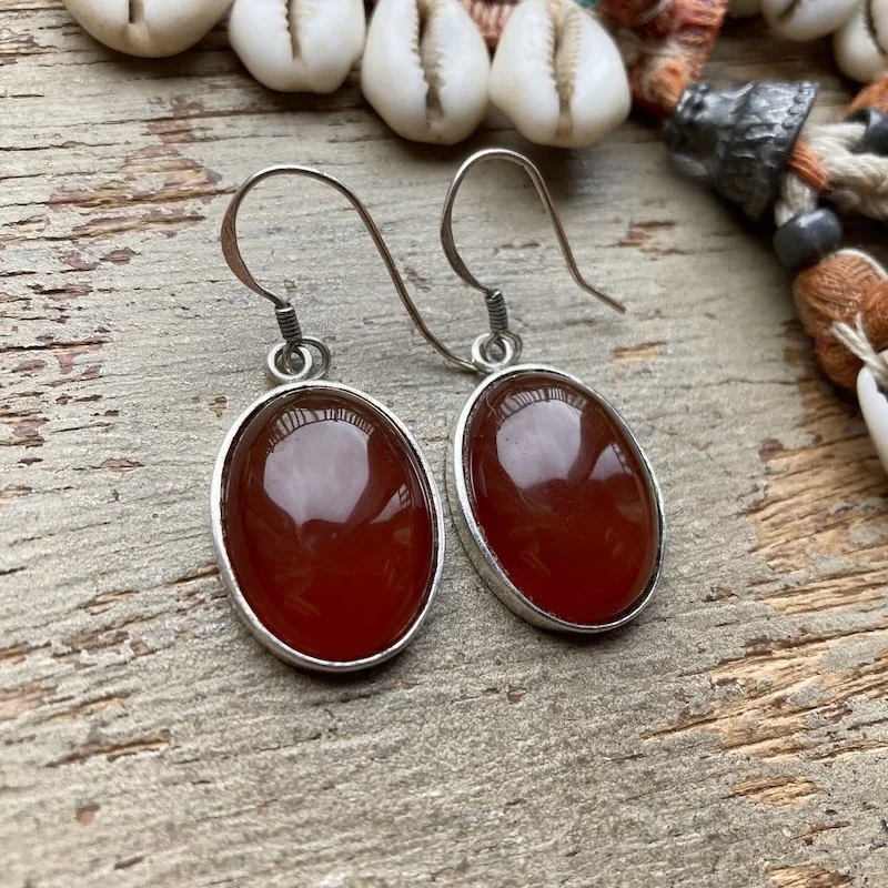vintage simple sterling silver carnelian earrings 2.jpeg
