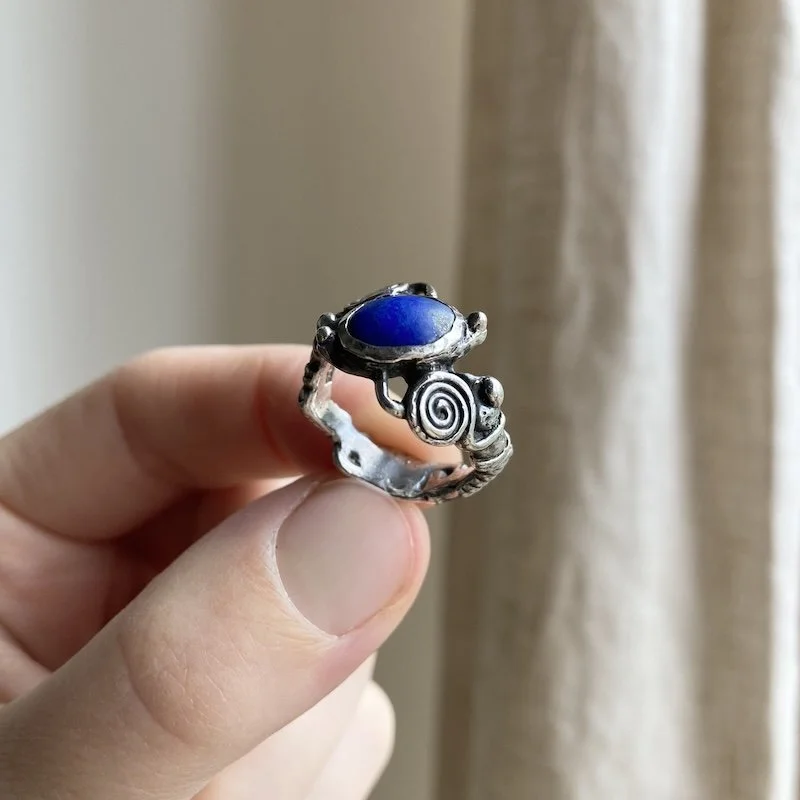 handmade unique solid silver and lapis lazuli ring 1.jpeg