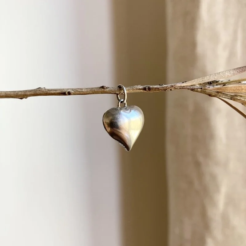 Cute Little Sterling Silver Puffy Heart Pendant