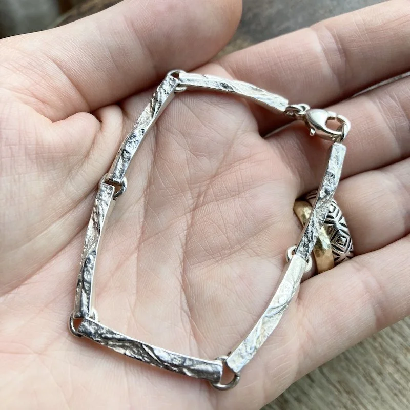 funky textured solid silver bracelet 1.jpeg
