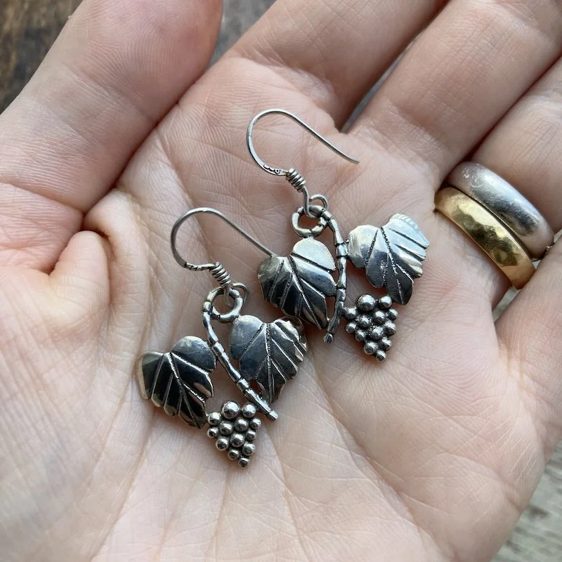 vintage sterling silver grape vine earrings 3.jpeg