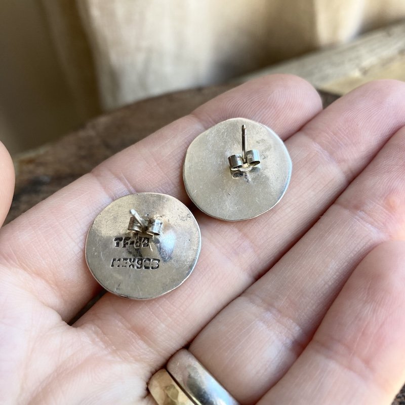 Vintage Mexican Sterling Silver Mayan Sun Earrings