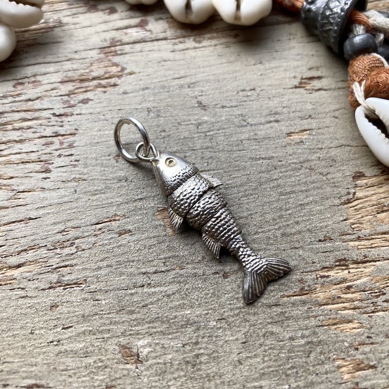 Funky Vintage Sterling Silver Fish Pendant