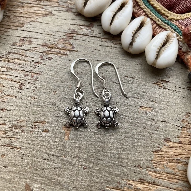 Pretty Sterling Silver Turtle Earrings