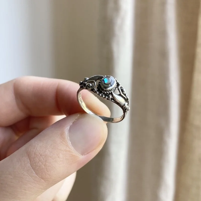 ornate sterling silver and abalone shell ring 3.jpeg