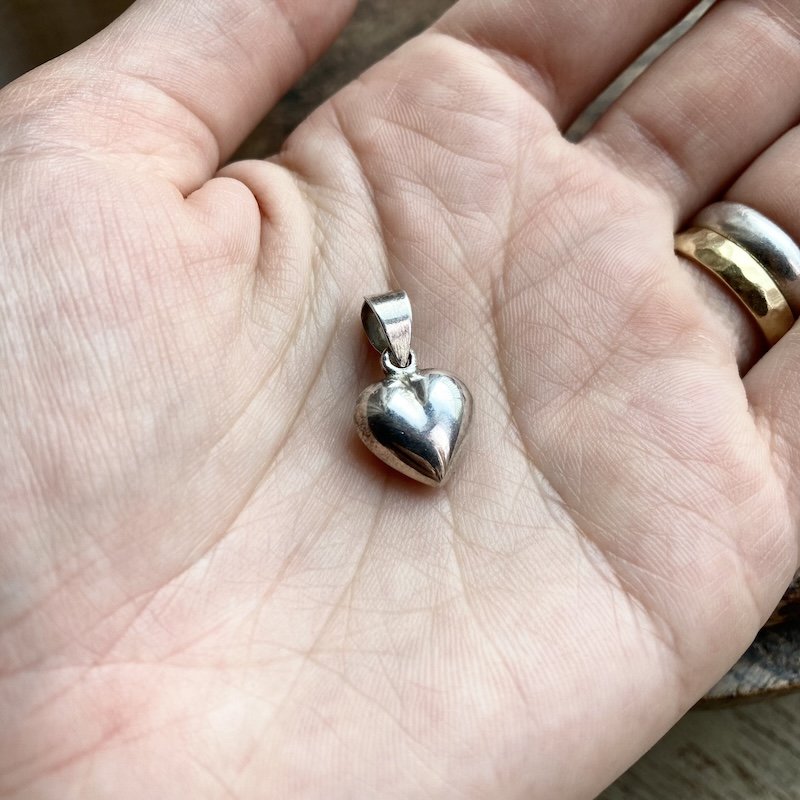 Cute Little Sterling Silver Puffy Heart Pendant