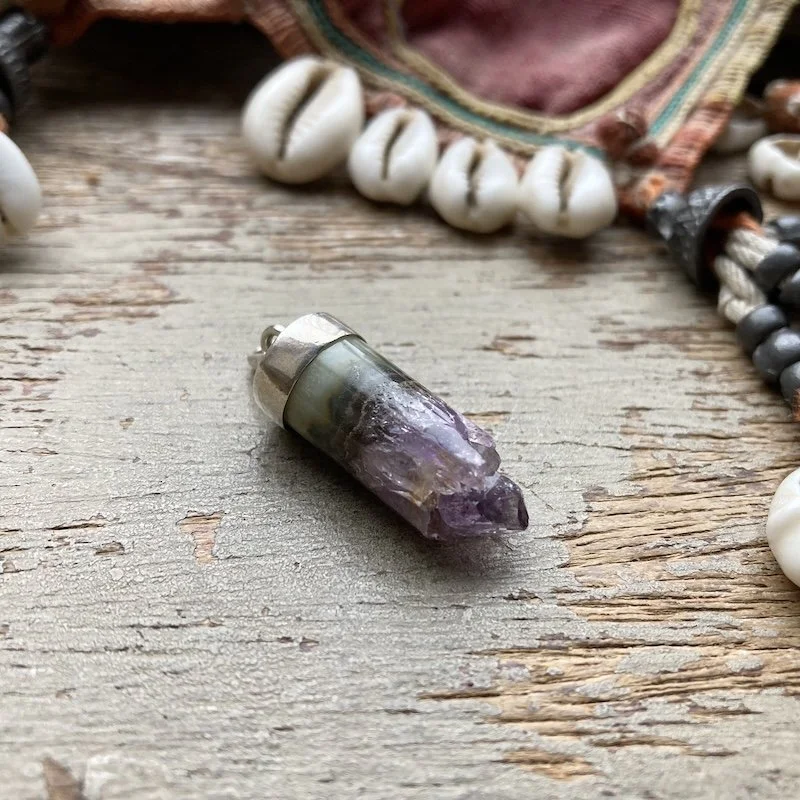 Magical Vintage Sterling Silver Amethyst Stalactite Pendant