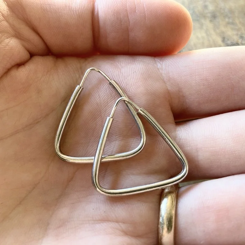 vintage sterling silver triangular hoops 3.jpeg
