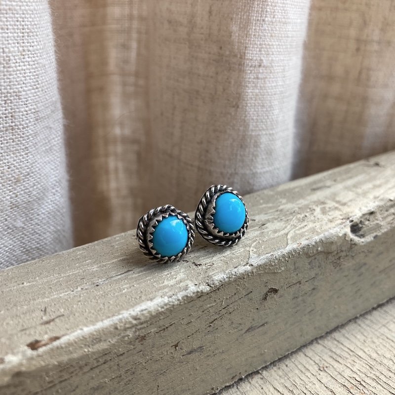 vintage Native American sterling silver and turquoise earrings 1.jpeg