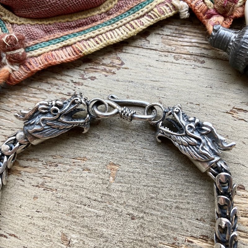 Amazing Vintage Sterling Silver Dragon Bracelet