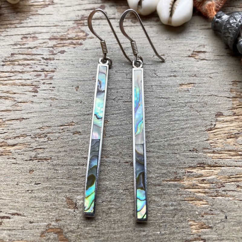 Dreamy Vintage Sterling Silver Abalone Shell Earrings