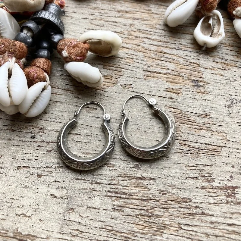 vintage ornate sterling silver hoops 1.jpeg