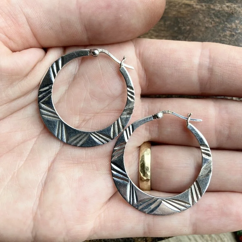 funky engraved sterling silver hoops 3.jpeg
