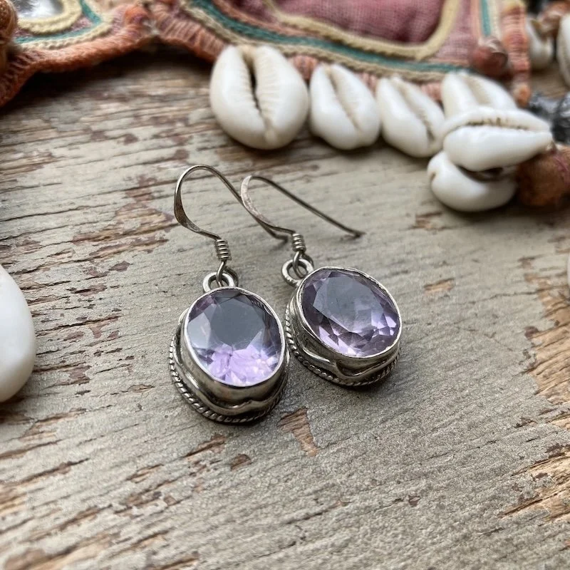 vintage sterling silver chunky amethyst earrings 2.jpeg