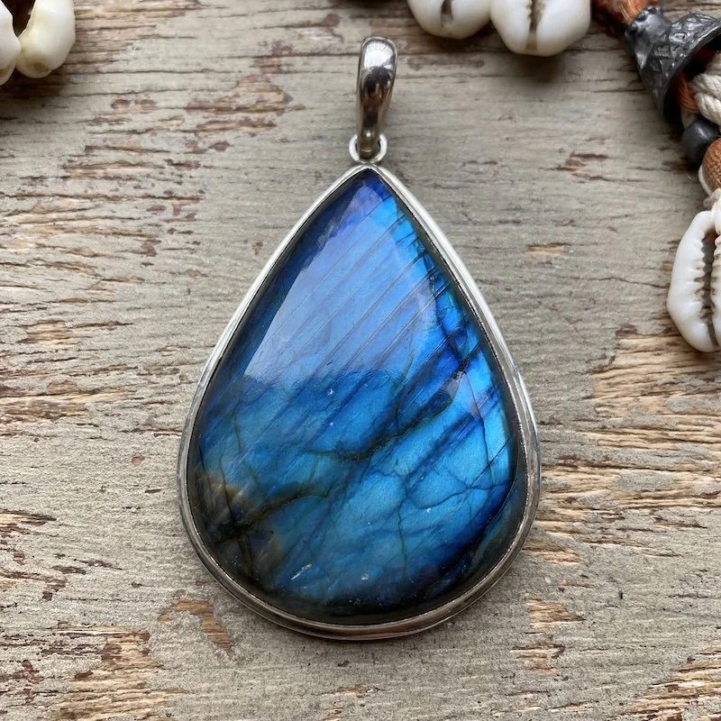 Incredible Large Sterling Silver Flashy Labradorite Pendant