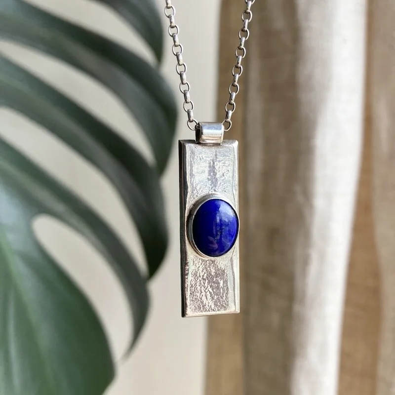 vintage sterling silver and lapis lazuli necklace 1.jpeg