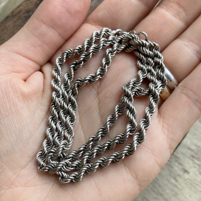 Fab Vintage Sterling Silver Rope Twist Chain Necklace