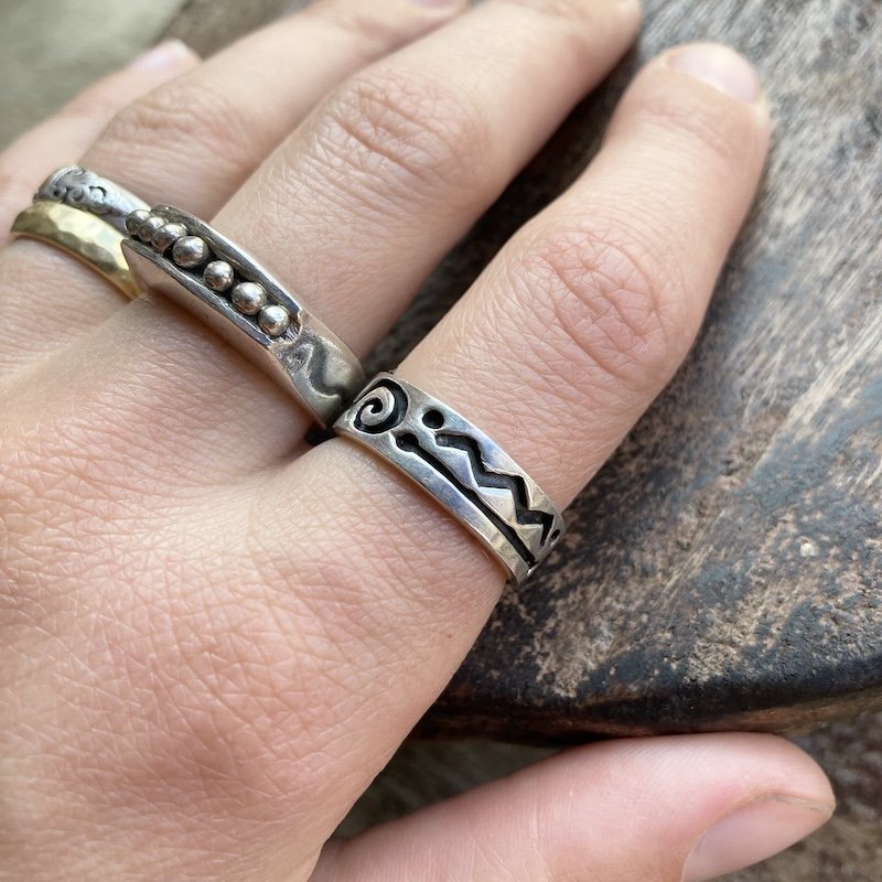 Vintage Sterling Silver Funky Patterned Ring